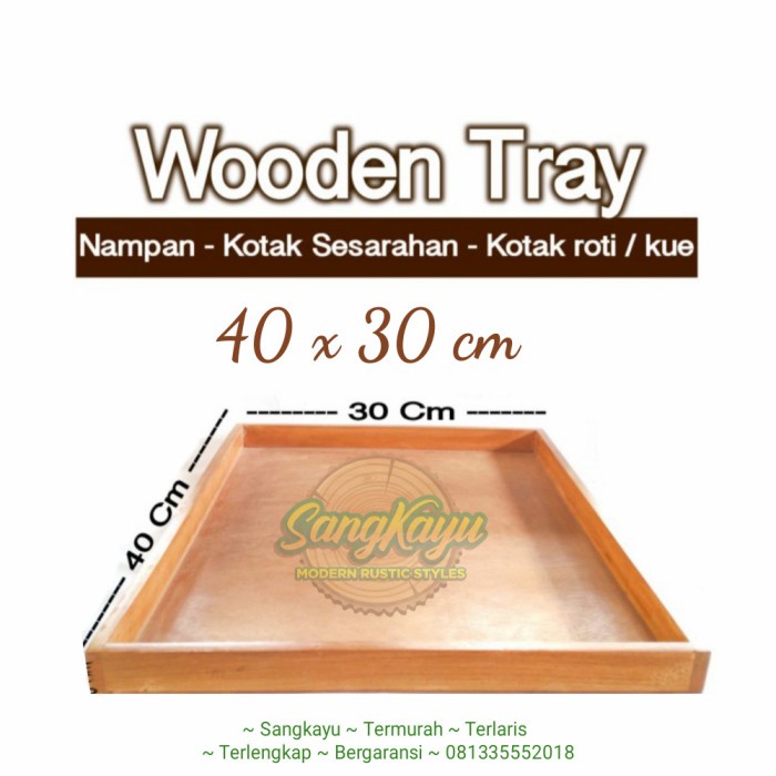 Wooden Tray 40x30cm Nampan kayu kotak seserahan hantaran cake box baki