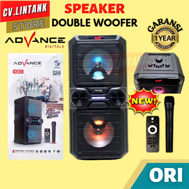 Speaker Bluetooth Speker Portable Double Woofer Spiker Meeting Remote Advance K8D Subwoofer Ganda 8 