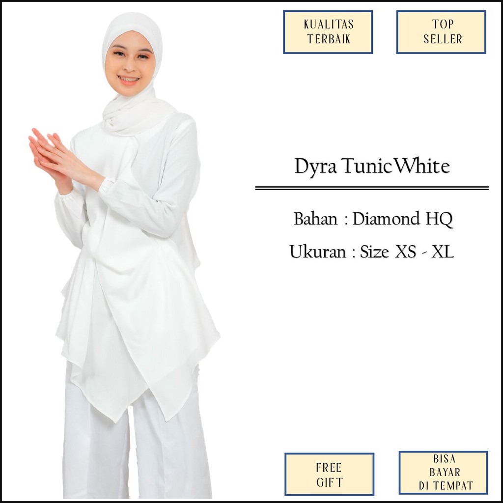 Baju Atasan Tunik Tunic Putih Broken White Casual Formal Kantor Bahan Diamond Size Jumbo XS XL M1317