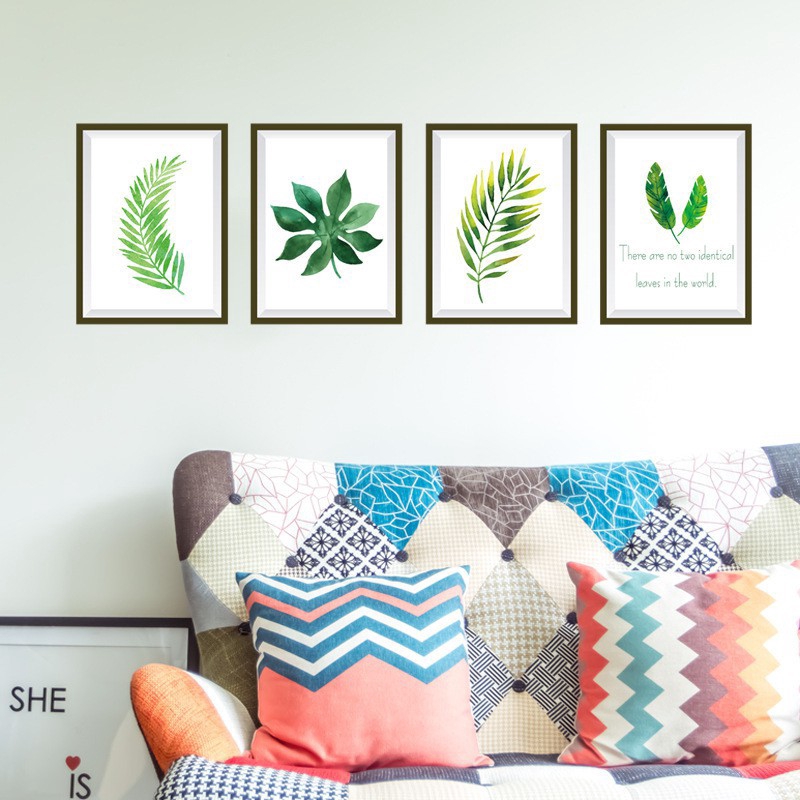 WPSBGS SK7132 FRAME GREEN LEAF 3D BINGKAI TROPICAL PLANT WALLSTICKER 50X70