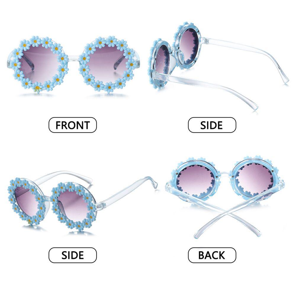 Kacamata Hitam Bentuk Bulat Motif Bunga Daisy Untuk Anak