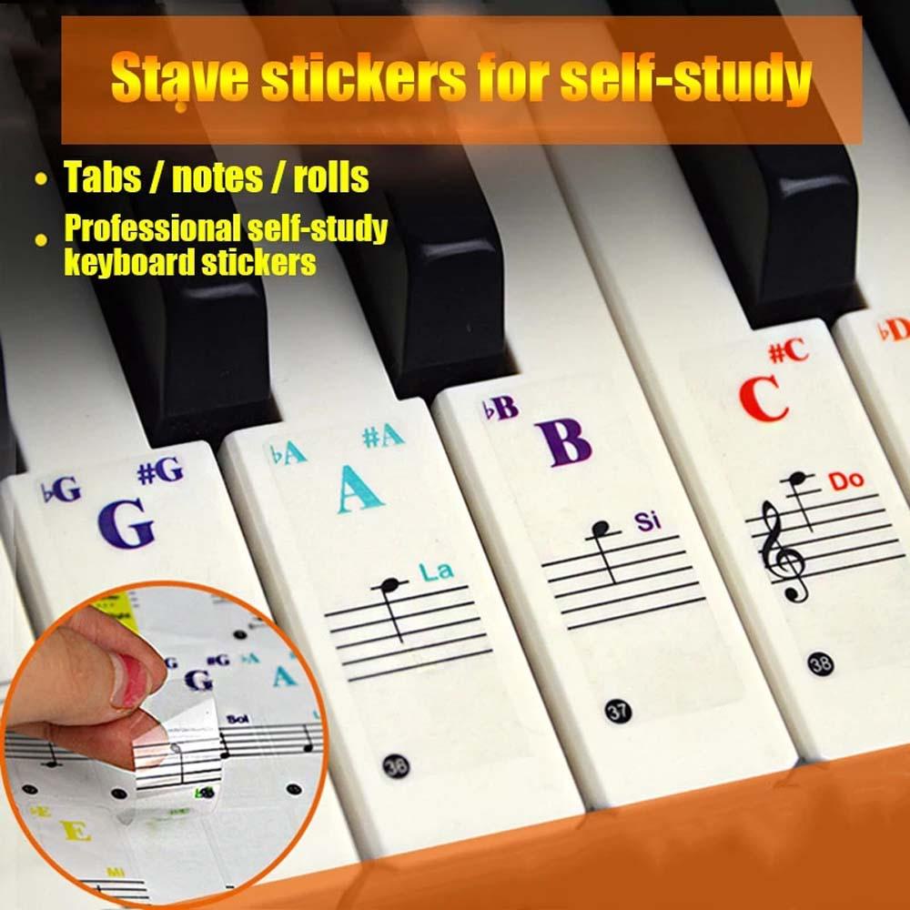 Lanfy Stiker Keyboard Piano Multicolor Berguna Untuk Tombol Putih Keyboard Elektronik Key Sticker Symbol 88Keys Piano Stave Note