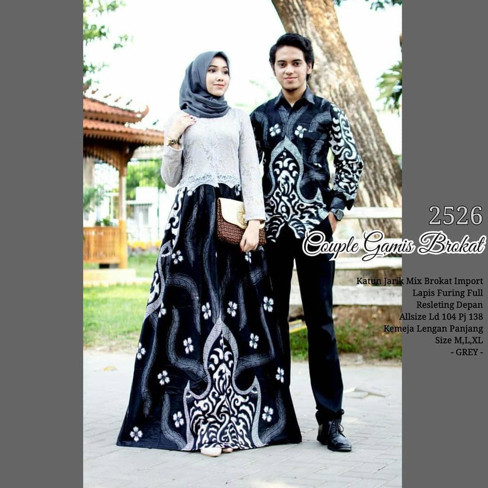 Batik Couple Gamis Brokat 2526 Hitam Putih Baju Batik Untuk Pesta Kondangan Kode 11 Shopee Indonesia