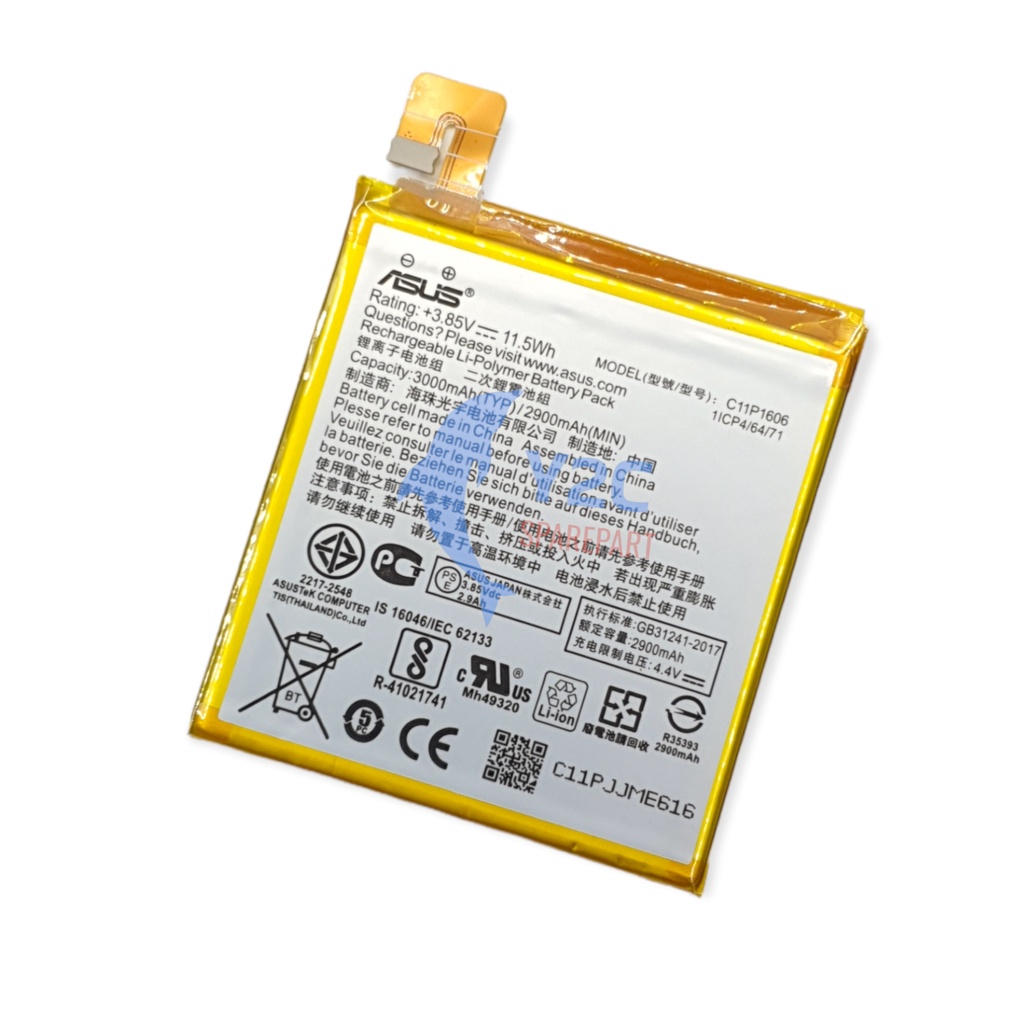 BATERAI ASUS ZENFONE 3 LASER 5.5 INCH ZC551KL / C11P1606 ORIGINAL OEM / BATRE / BATRAI / BATERE / BATU / BATRE