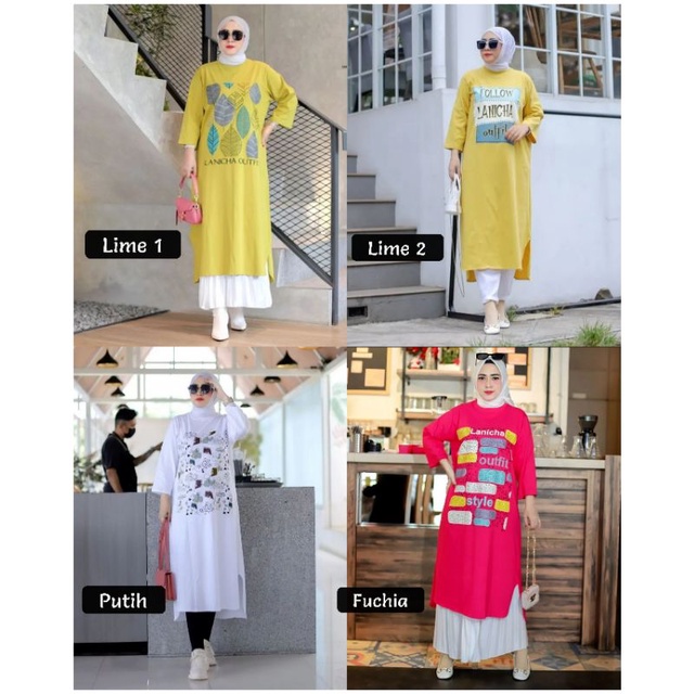 LANISHA FUCHIA MIDI DRESS/ LONG TUNIK KAOS COMBET/ MAXI DRESS TERBARU/