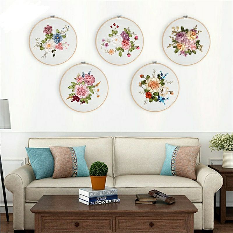 Ribbon Embroidery Flower Sulam Pita Kristik Cross Stitch Bunga