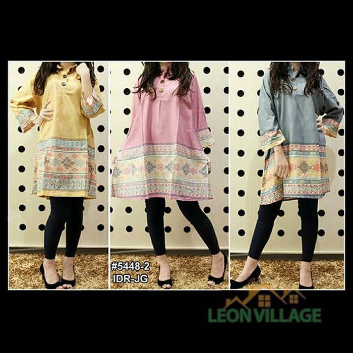 Murah dress tunik terusan wanita remaja dewasa kombinasi batik maxi