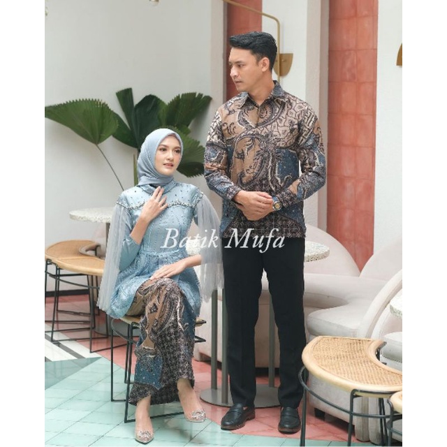 Set kebaya couple VANILA Blue ice Kebaya terbaru kebaya wisuda kekinian kebaya modern kebaya tunangan lamaran