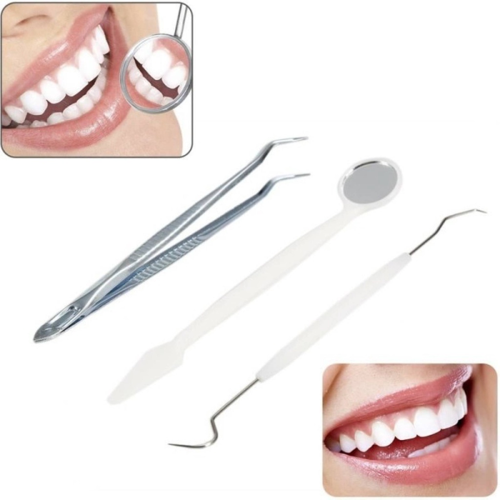 [BISA COD] Alat pembersih karang gigi plak - Dental Instrument Hook Pinset Kaca Mulut Cermin Gigi Set Kit Mini Disposable - Ampuh Rontokin