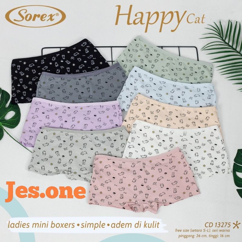 Sorex 13275 CD Remaja Wanita Mini Boxer Happy Cat Freesize (Setara Size S-L)