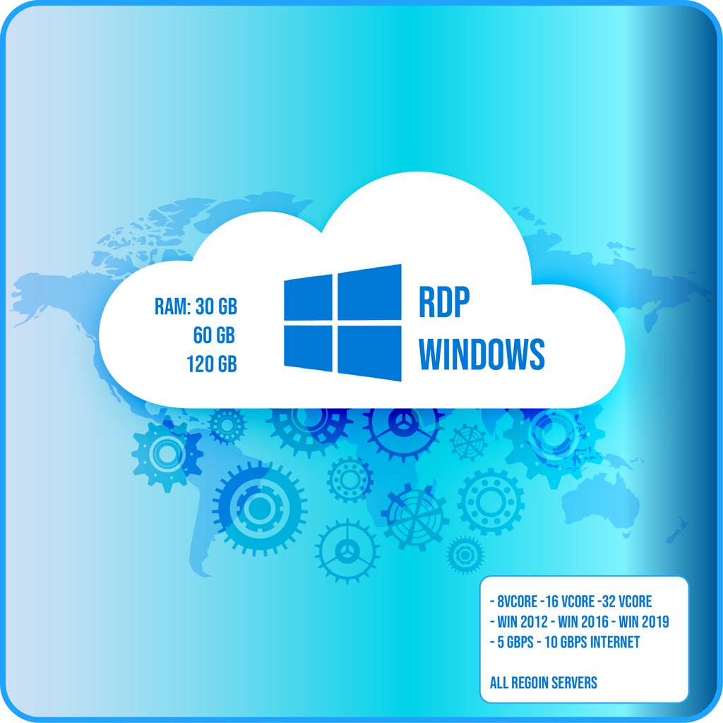 RDP Windows RAM 30GB, 60GB &amp; 120GB Full Admin