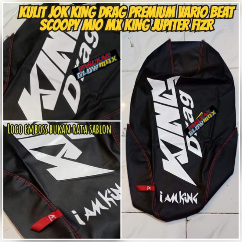 kulit jok king drag ala Malaysia Vario 125-150 sudah jahit dan emblem