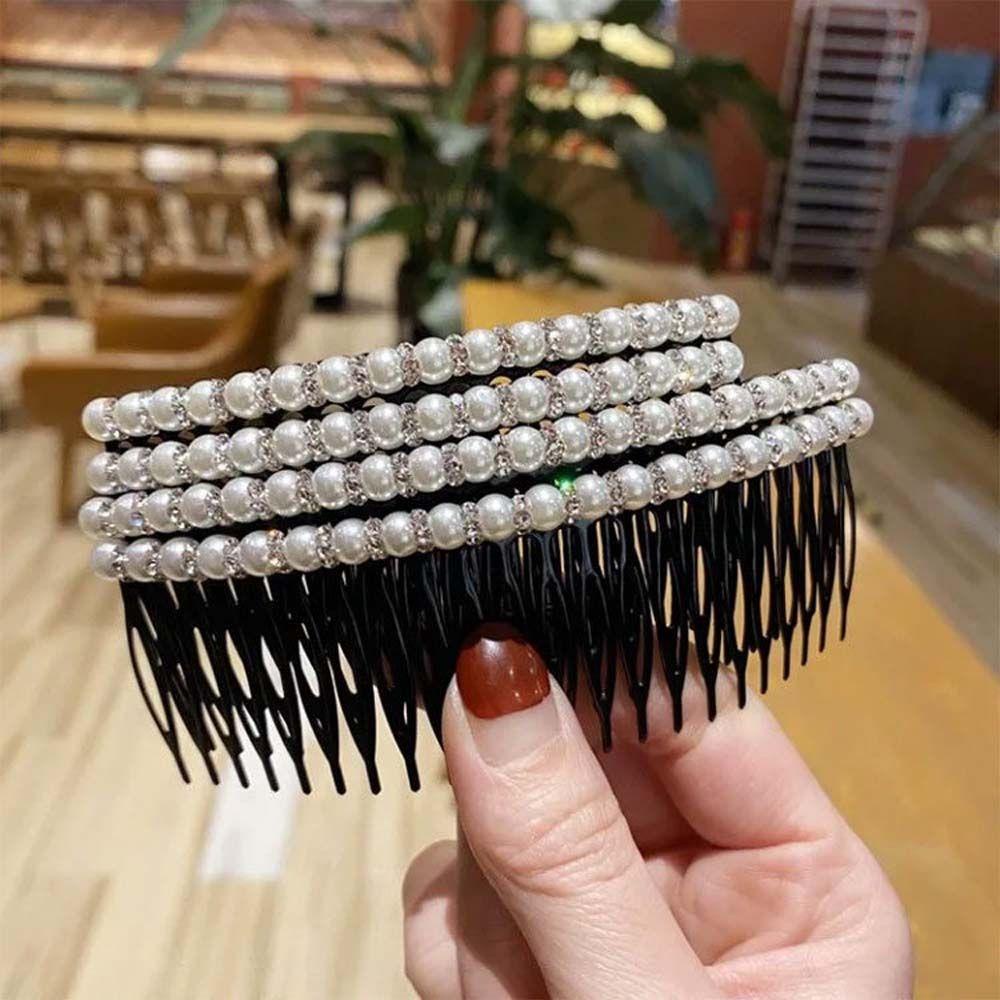 Needway   Sisir Rambut Wanita Trendy Elegan Untuk Anak Perempuan Jepit Rambut Ponytail Holder Headband Kristal Hair Clips