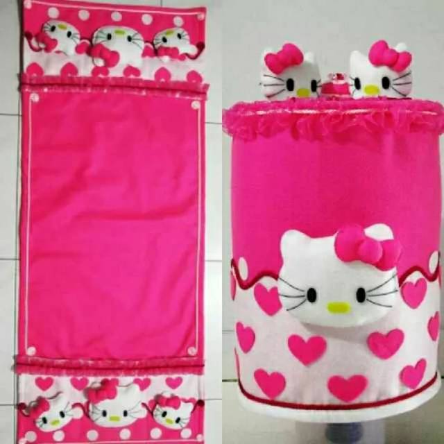 Sarung Galon dan Tutup Kulkas Hello kitty Serba Pink