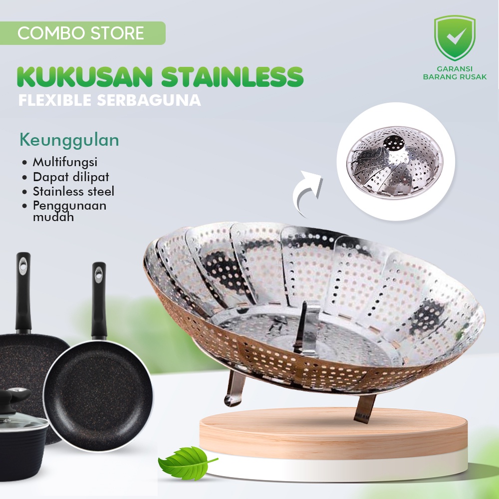 Kukusan Stainless Lipat Steamer Alat Kukus Serbaguna