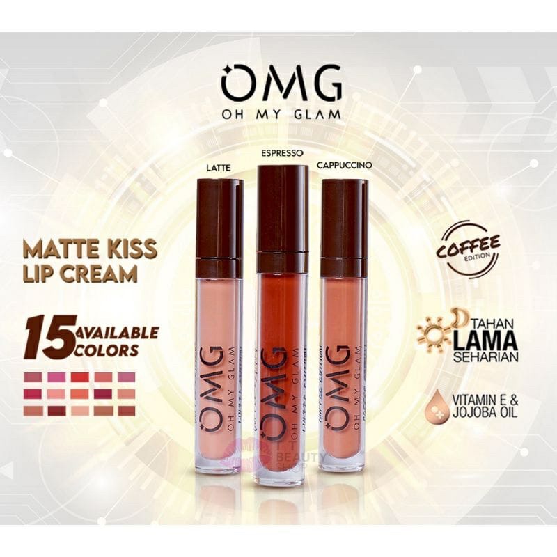 NEW ! OMG Oh My Glam Matte Kiss Lip Cream Socialite |  Cofee | Cycle Of Love Edition