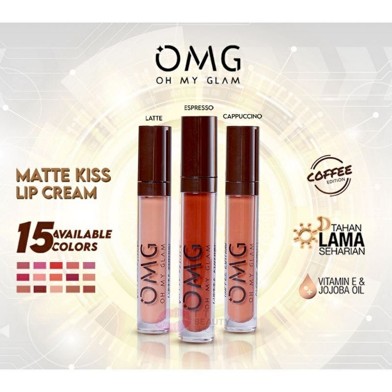 NEW ! OMG Oh My Glam Matte Kiss Lip Cream Socialite |  Cofee | Cycle Of Love Edition