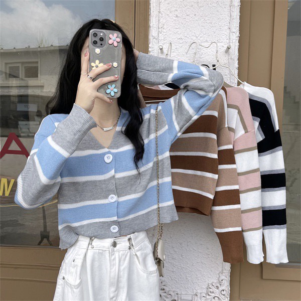 BEFAST - ZFS OOTD Wanita Cardigan ANIS / RJT WINDY OUTER CARDIGAN RAJUT / Outer Kekinian Remaja / Cardigan Garis-Garis / Fashion Wanita Terbaru / Cardigan Termurah / Outer Casual