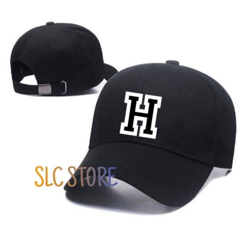 TOPI BASEBALL PREMIUM SNAPBACK TRUCKER HAT INISIAL HURUF H CUSTOM NAMA LOGO SENDIRI SATUAN LUSINAN