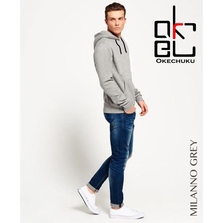 Sweater Topi polos basic Pria baby terry Grey - S