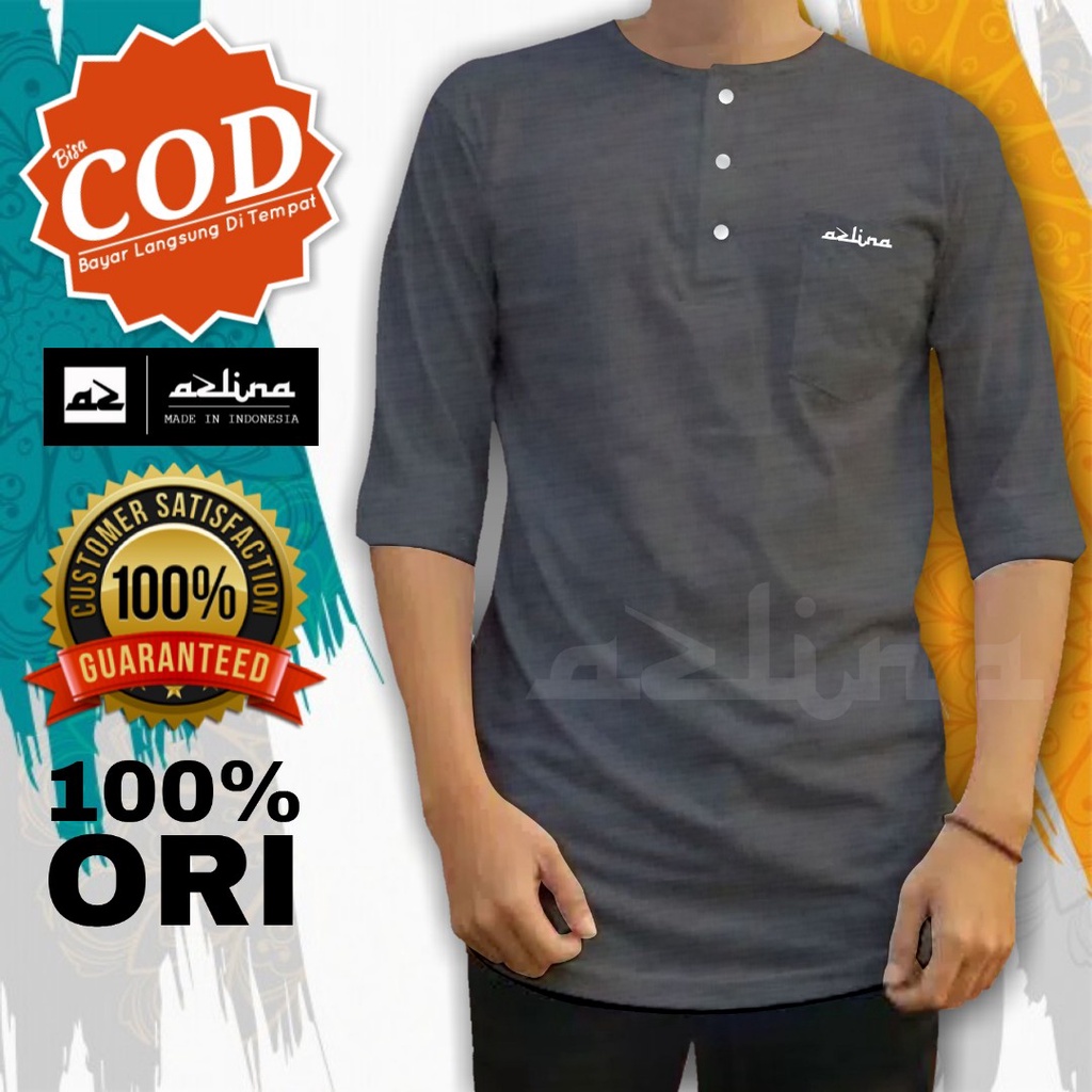 (COD) Baju Koko Kaos Kurta Pakistan Atasan Pria Muslim Dewasa Motif Polos Premium Cotton Combade 24S