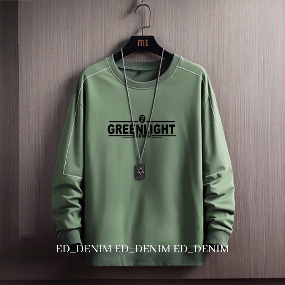 Sweatshirt Greenlight Pria Wanita Terbaru /  Crewneck Jumbo M - 3XL / Sweter Pria Distro Keren