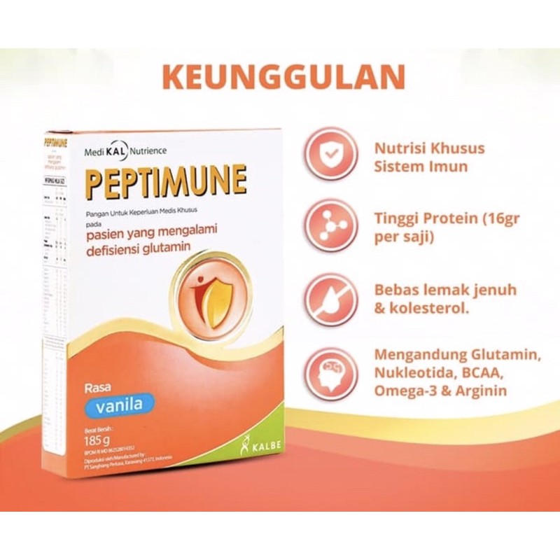 Peptimune 185 gram vanilla ( susu nutrisi kebutuhan khusus meningkatkan imun )