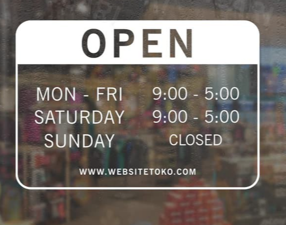 CUTING STIKER OPEN CLOSE SHOP JAM BUKA TOKO