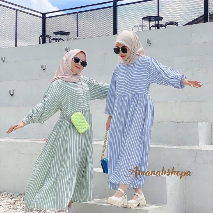 SOJIN midi dress fit XL pakaian wanita jumbo model gantung semi dress semi gamis reamaja racel mini 