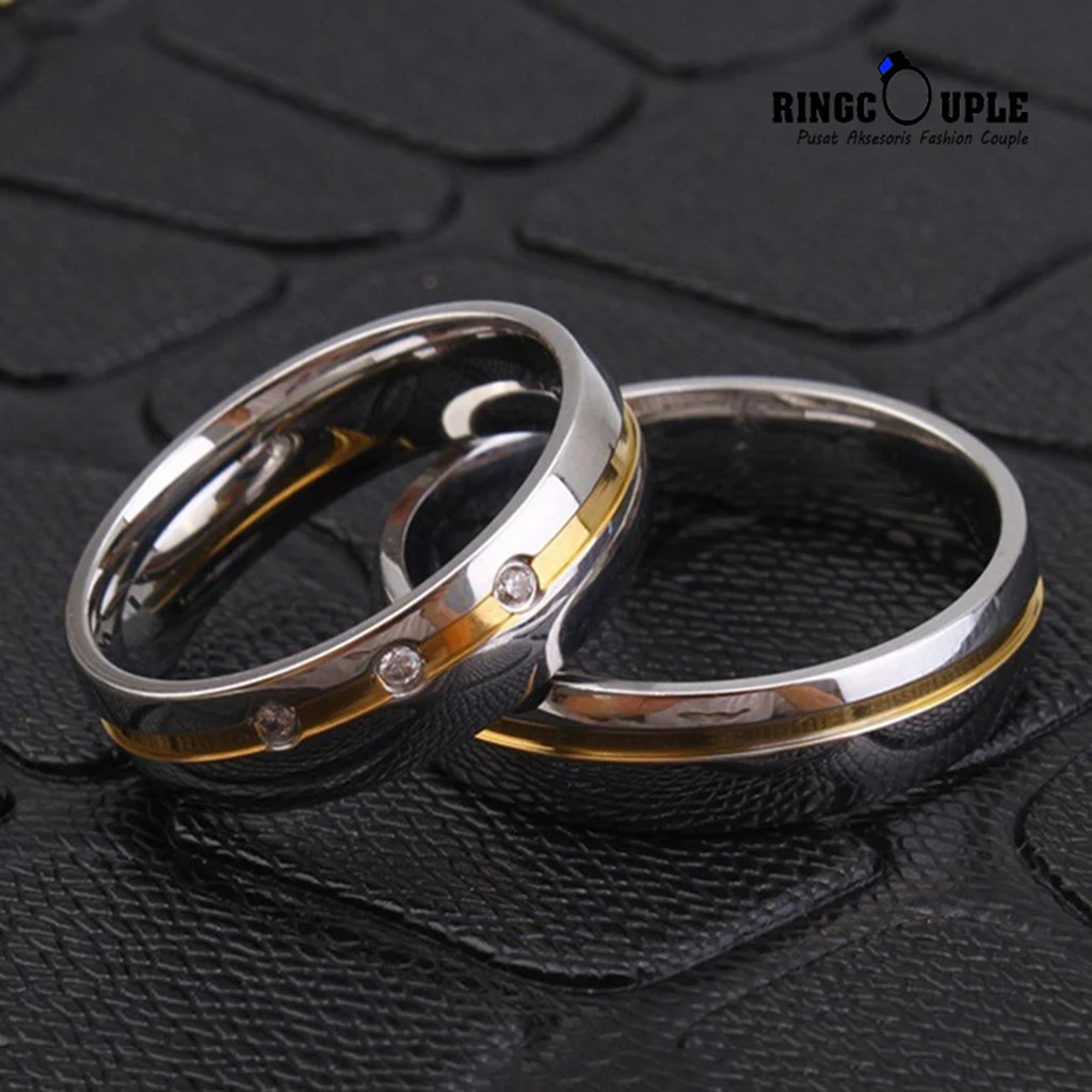 [JB024] Cincin Couple Titanium Original 100% Anti Pudar (GRATIS BOX)