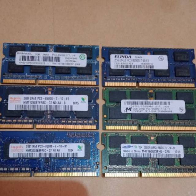 Ram laptop ddr3 2GB pc3 8500s 1.5volt 1066mhz Hynix Samsung Micron Elpida dll