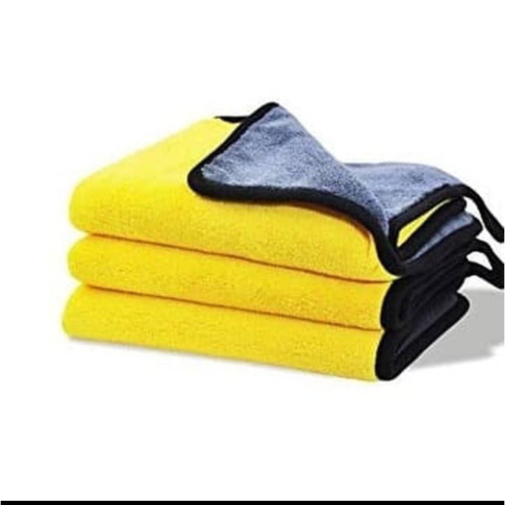 Kain Lap Microfiber Handuk Towel Premium Tebal - Kuning Abu 30 x 60 cm