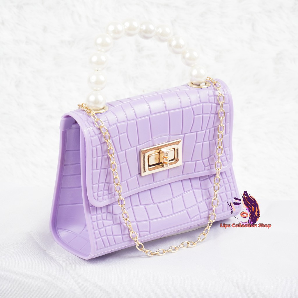 Tas Jelly Mini Croco Pearl | Tas Jelly Mini Motif Buaya Croco | Tas Selempang Jelly