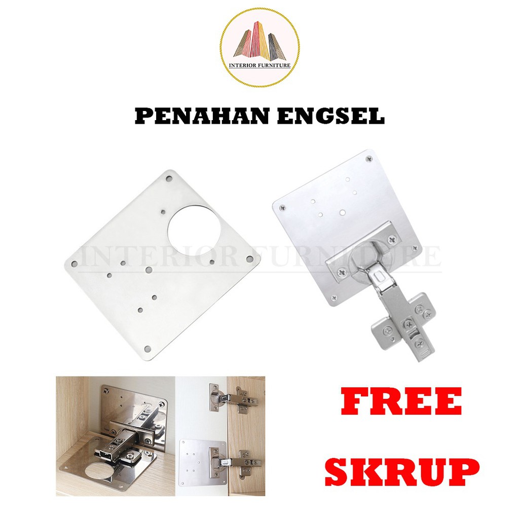 Pelat Engsel Perbaikan Artefak / Penguat Plat Engsel Sendok 35 mm / Plat Engsel Pintu Kabinet.. FREE SEKRUP