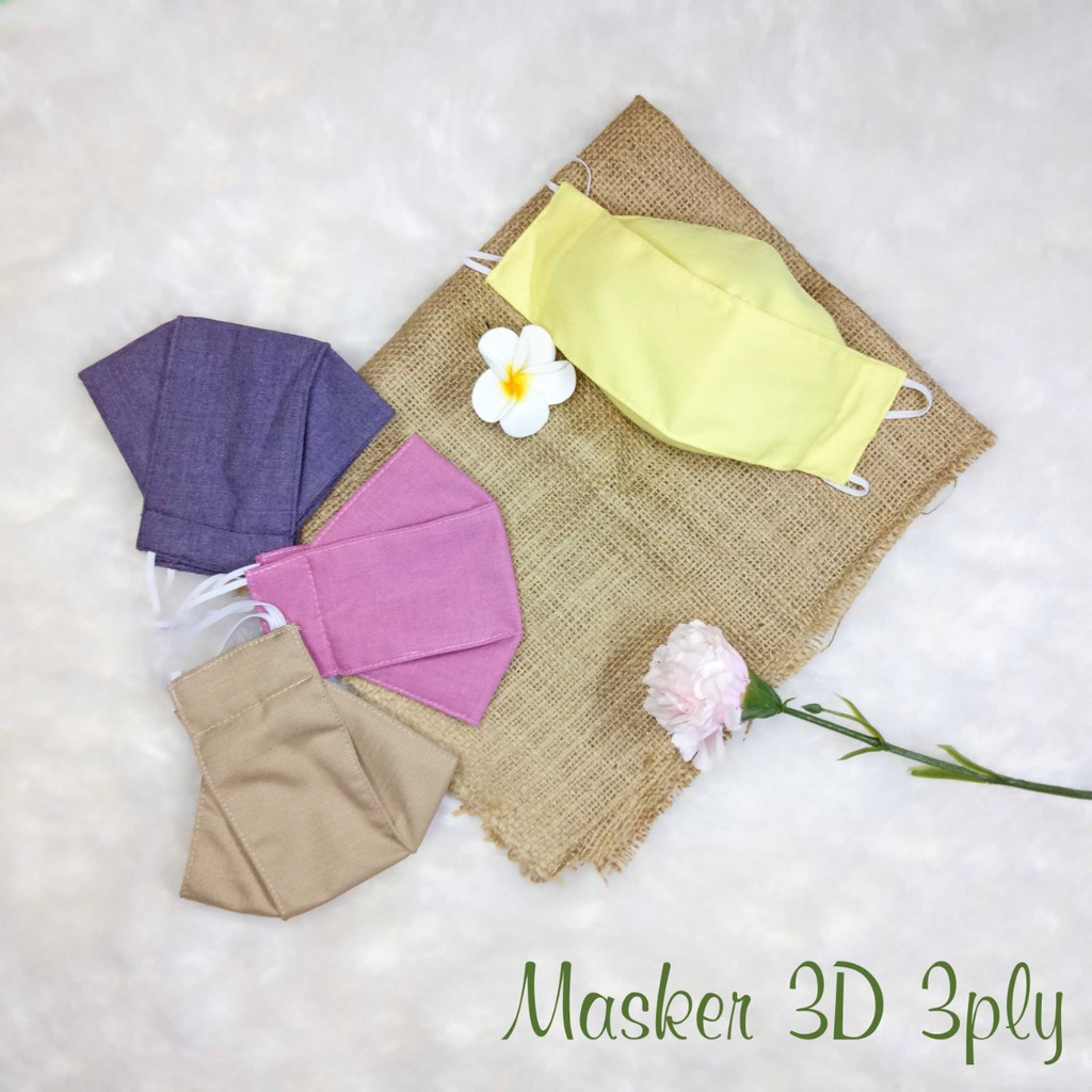 Masker Kain 3d Non Medis 3 Ply Dewasa Earloop 3 Lapis