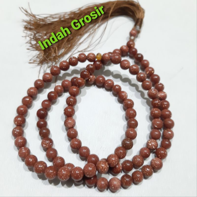 TASBIH BISA BUAT KALUNG BATU PASIR MAS 6MM 99BUTIR ORIGINAL