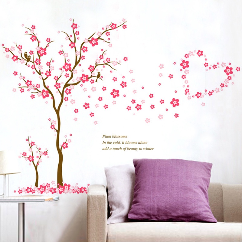 Reliza Wall Sticker Pohon Sakura Pink Tree Love Stiker Dinding LDR99256