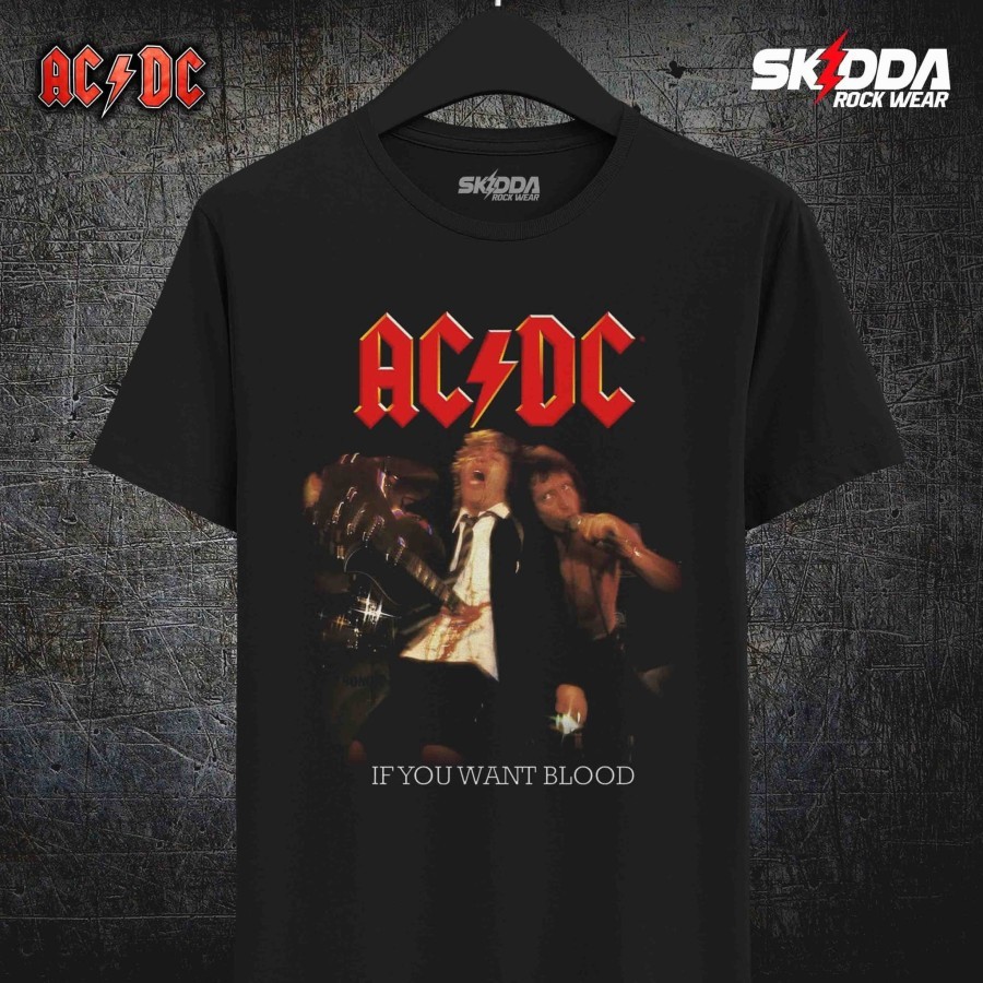 T Shirt Kaos Band Rock ACDC – AC DC - If You Want Blood – Premium Black NSA