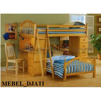 bed tingkat+meja belajar