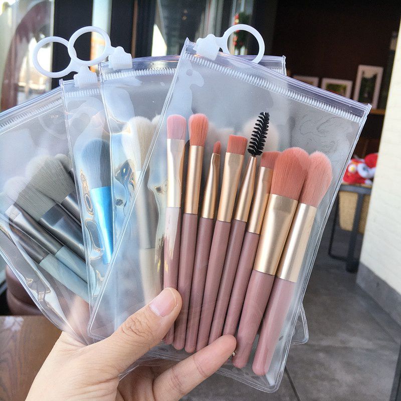 8pcs Set Kuas Mini dengan Pouch makeup / Brush makeup