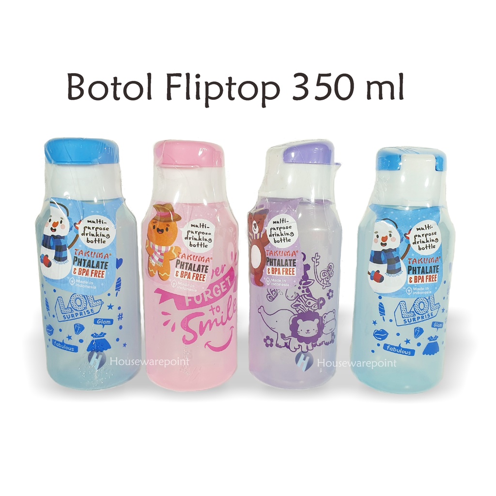 6 pcs Botol minum 350 ml / Botol minum souvenir anak/ Souvenir ultah / botol minum murah (FLIPTOP 35