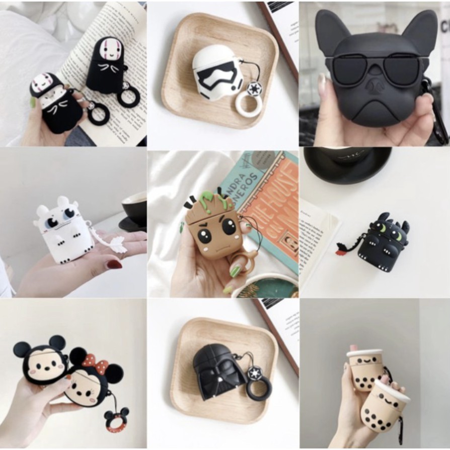 COD Case Airpods 2 3D Premium Gen 1 Lucu Karakter Inpods 12 Polos Hitam i12 Boba Minnie Toothless