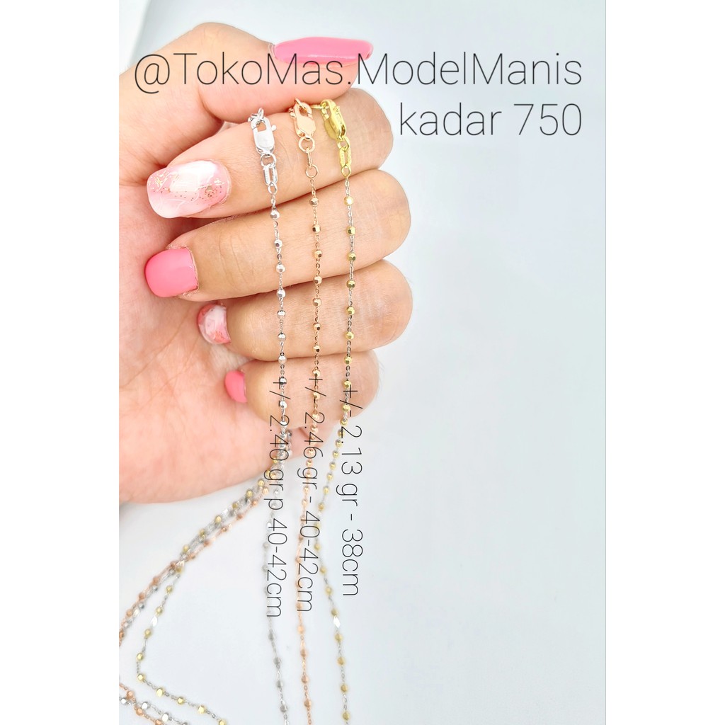 Kalung Jedar Emas Putih, Rosegold, kombinasi kadar 750