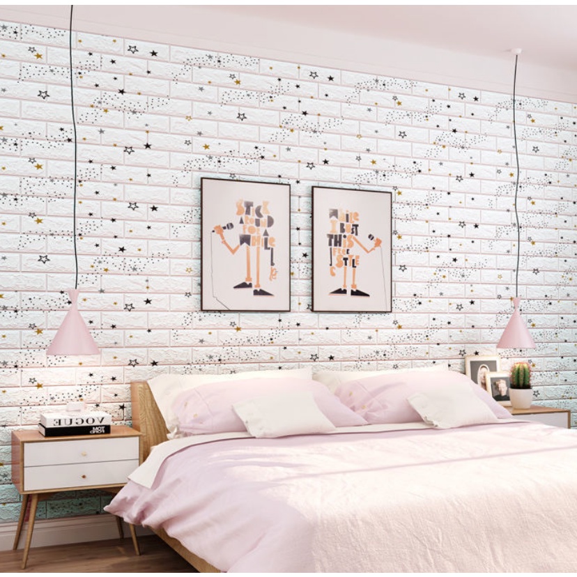 Wallpaper Dinding Foam 3D Motif Batu Bata / Wallpaper Dinding Kamar Tidur batu bata High Quality-8