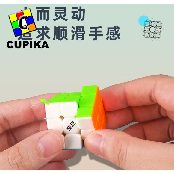 Rubik 3x3 Qiyi Gantungan Kunci 3 cm Model Kotak stickerless termurah