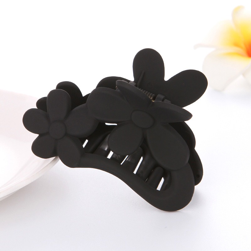 Jedai Doff Black Model Bunga 8cm Jepit Rambut Salon Matte Glossy warna Hitam ukuran Besar Hair Claw Clips