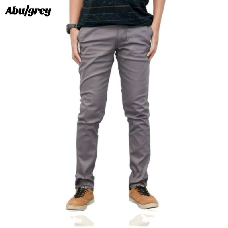 CELANA CHINO Panjang pria Slimfit KERJAHARIAN Santai Casual Formal Hitam Abu Cream Mocca Size 27-38