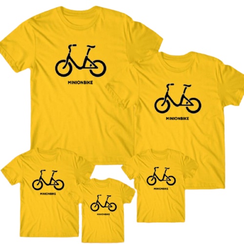 Kaos couple keluarga motif sepeda minion bike / baju distro ayah ibu anak / kaos couple keluarga