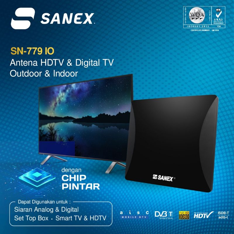 Sanex Antena TV Digital Indoor + Outdoor HDTV / Antena Dalam + Luar SN 779 IO