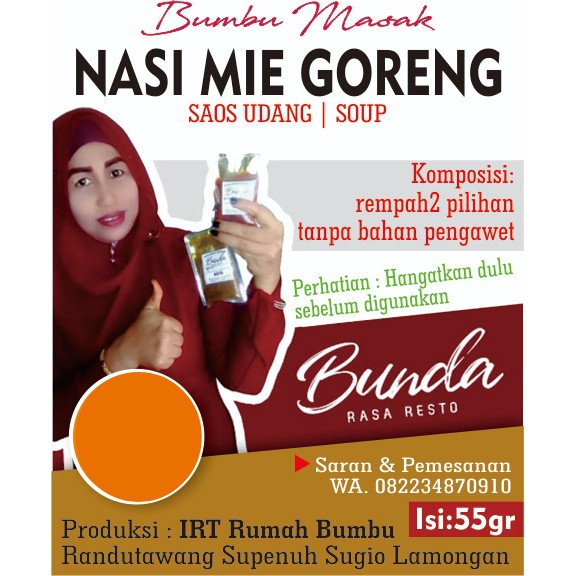 

Bumbu Masak Nasi Goreng ala Hotel Bintang 5 BY BUNDA (100% Rempah Asli)